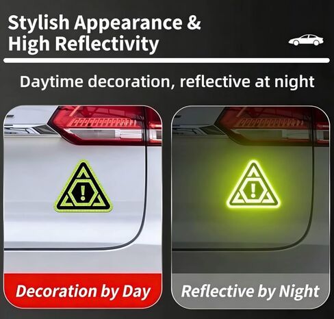 Outdoor Triangular high-Intensity Reflective Safety Warning Sticker for Cars -2-Piece Set (Fluorescent Green, Orange red)+Scraper in Saudi Arabia