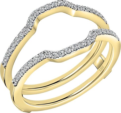 Dazzlingrock Collection Round White Natural Diamond Enhancer Double Guard Ring for Women (0.25 Ctw, Color I-I, Clarity I1-I3) in Real Solid Gold in Saudi Arabia