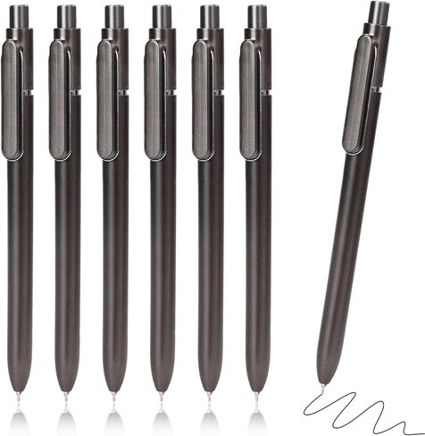 6 عبوات من أقلام الجل الأسود مقاس 0.5 مم من أقلام حبر الجل الأسود السائبة، أقلام سريعة الجفاف، قلم جل كروي قابل للسحب، للكتابة السلسة، علبة ABS ذهبية مع مشبك جيب مثالي للمدرسة المكتبية in Kuwait
