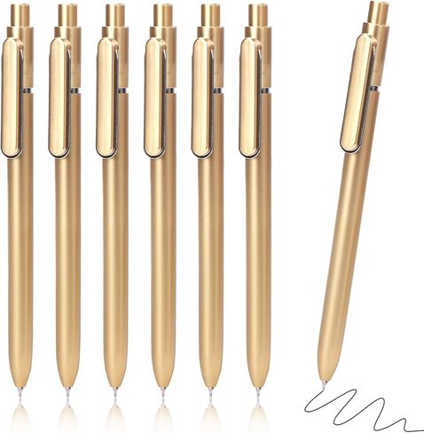 6 Pack Black Gel Pens 0.5mm Black Gel Ink Pens Bulk Fine Point Quick Drying Pens,Retractable Roller Ball Gel Pen,for Smooth Writing,Gold ABS Case with Pocket Clip Perfect for Office School in Saudi Arabia