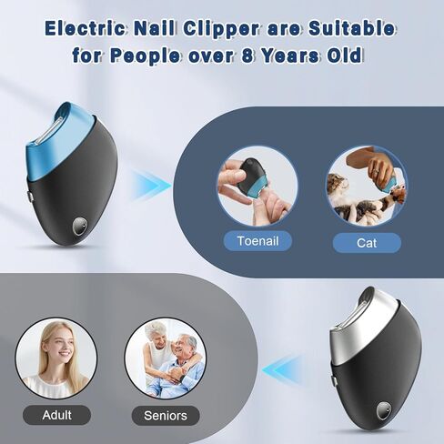 Electric Nail Clipper, Upgraded Toe Nail Clippers with Nail Scraps Storage, 2 Speeds, Magnetic Cover, Type-C Rechargeable, Automatic Electric Nail File for Thick Toenails, Adult, Seniors, Men (Black) in Saudi Arabia