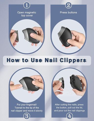 Electric Nail Clipper, Upgraded Toe Nail Clippers with Nail Scraps Storage, 2 Speeds, Magnetic Cover, Type-C Rechargeable, Automatic Electric Nail File for Thick Toenails, Adult, Seniors, Men (Black) in Saudi Arabia