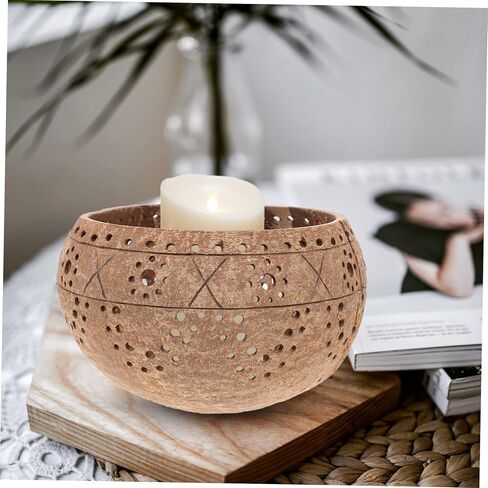 OUNONA Coconut Shell Candle Bowl Lid Natural Coconut Jar for Candle Making for Home Decor in Kuwait