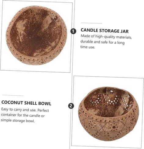 OUNONA Coconut Shell Candle Bowl Lid Natural Coconut Jar for Candle Making for Home Decor in Kuwait