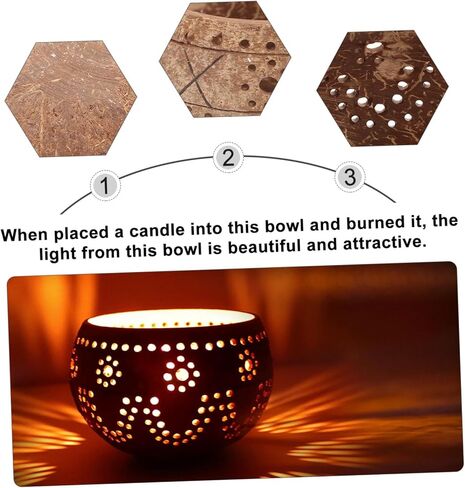 OUNONA Coconut Shell Candle Bowl Lid Natural Coconut Jar for Candle Making for Home Decor in Kuwait