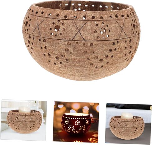 OUNONA Coconut Shell Candle Bowl Lid Natural Coconut Jar for Candle Making for Home Decor in Kuwait
