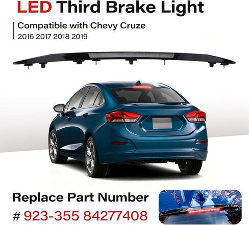 84277408 ضوء الفرامل الثالث ضوء الفرامل الثالث متوافق مع Chevy Cruze 2016-2019 LED ارتفاع جبل إيقاف ضوء الفرامل ارتفاع ضوء إيقاف مجموعة المصباح استبدال # 923-355 ضوء الفرامل المركزي الخلفي in Saudi Arabia