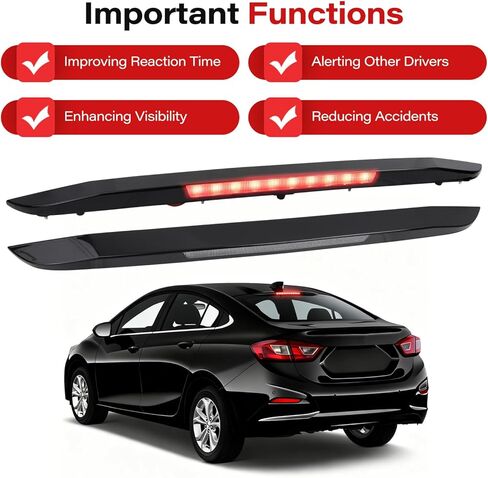 84277408 ضوء الفرامل الثالث ضوء الفرامل الثالث متوافق مع Chevy Cruze 2016-2019 LED ارتفاع جبل إيقاف ضوء الفرامل ارتفاع ضوء إيقاف مجموعة المصباح استبدال # 923-355 ضوء الفرامل المركزي الخلفي in Saudi Arabia