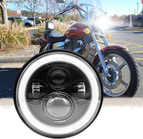 CHUSYYRAY 7'' Round Compatible with Honda Shadow Spirit 1100 750Opens LED Motorcycle Headlight Assembly for Off-road, High Low Beam DRL Turn Signal, DOT Approved, 55W 6000K White, 1PCS in Saudi Arabia