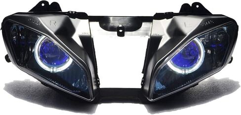 Headlight assembly LED Angel Demon Eyes HID Bulb for Yamaha YZF R6 2008-2014 (White & Blue) in Saudi Arabia