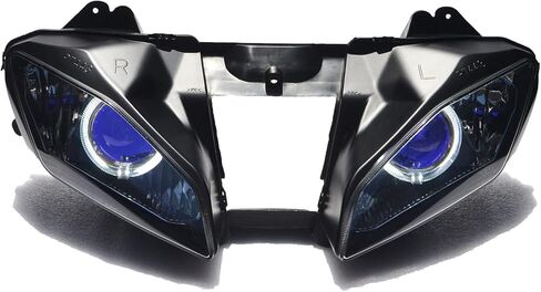 Headlight assembly LED Angel Demon Eyes HID Bulb for Yamaha YZF R6 2008-2014 (White & Blue) in Saudi Arabia
