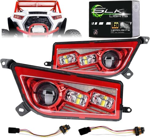 مصباح أمامي SLK-Customs RZR LED متوافق مع Polaris General، RZR 900s، razor 1000 XP Turbo (يناسب: 2015-2019) (كروم) in Kuwait