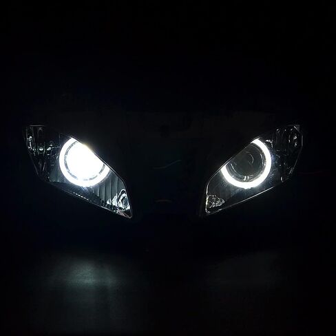 Headlight assembly LED Angel Demon Eyes HID Bulb for Yamaha YZF R6 2008-2014 (White & Blue) in Saudi Arabia