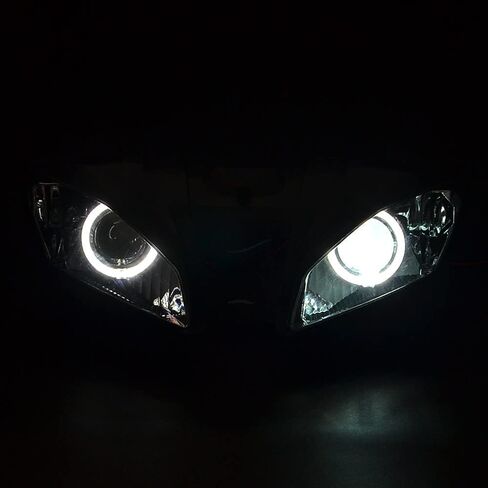 Headlight assembly LED Angel Demon Eyes HID Bulb for Yamaha YZF R6 2008-2014 (White & Blue) in Saudi Arabia