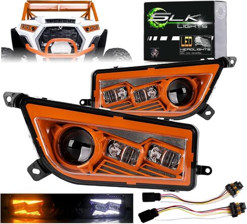 مصباح أمامي SLK-Customs RZR LED متوافق مع Polaris General، RZR 900s، razor 1000 XP Turbo (يناسب: 2015-2019) (كروم) in Kuwait
