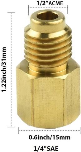 Brass R134a to R12 AC Adapter Fitting with 1/2" ACME Male and 1/4" SAE Female Quick Coupling for Automotive Air Conditioning Systems in Kuwait