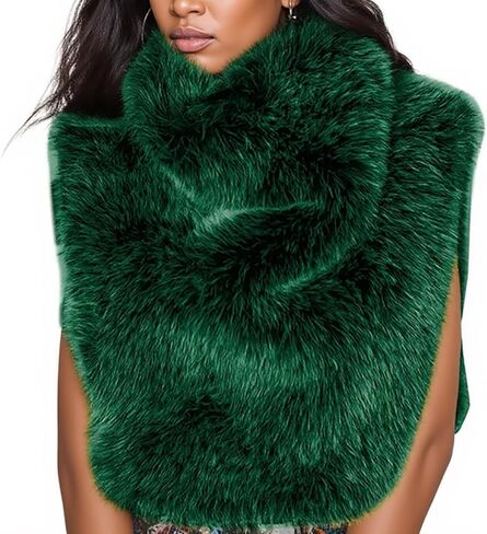 LKOUS Women's Furry Vest Top Sleeveless Pull-On High Collar Shaggy Warm Faux Fur Cropped Jacket Winter Clothes in Saudi Arabia