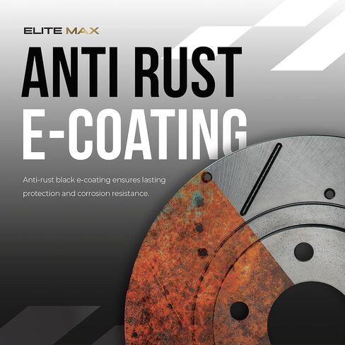 Max Advanced Brakes Front & Rear Brake Kit Compatible With 2006-2010 2011 2012 Mitsubishi Eclipse 3.8L Galant 3.8L Replacement Drilled Slotted Black Coated Disc Brake Rotors and Ceramic Brake Pads in Kuwait