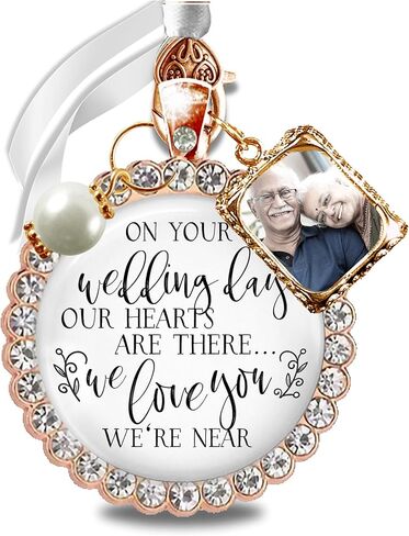 Gutsy Goodness Wedding Bouquet Photo Charm Rose Gold Memorial Bridal Picture Frame On Your Day | Custom Gift For Bride to Honor Loved Ones, Message Card, Something Blue, Personalized Floral Jewelry in Kuwait