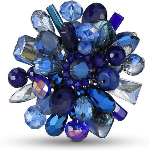 Midnight Blue Blossoming Lotus Simulated Blue Lapis-Lazuli Floral Pin or Brooch in Saudi Arabia