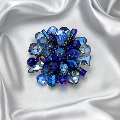 Midnight Blue Blossoming Lotus Simulated Blue Lapis-Lazuli Floral Pin or Brooch in Saudi Arabia