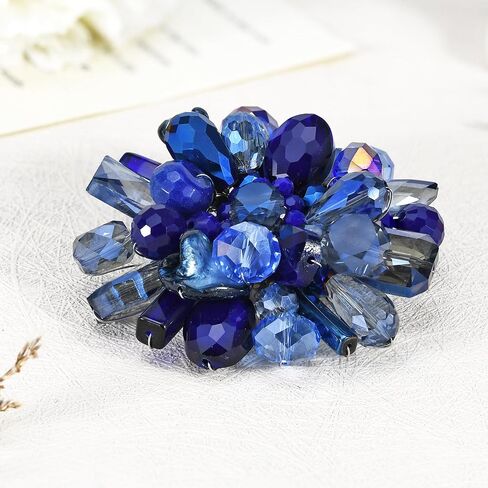 Midnight Blue Blossoming Lotus Simulated Blue Lapis-Lazuli Floral Pin or Brooch in Saudi Arabia