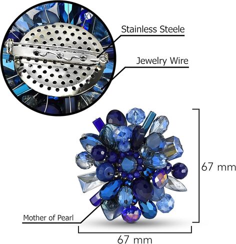 Midnight Blue Blossoming Lotus Simulated Blue Lapis-Lazuli Floral Pin or Brooch in Saudi Arabia
