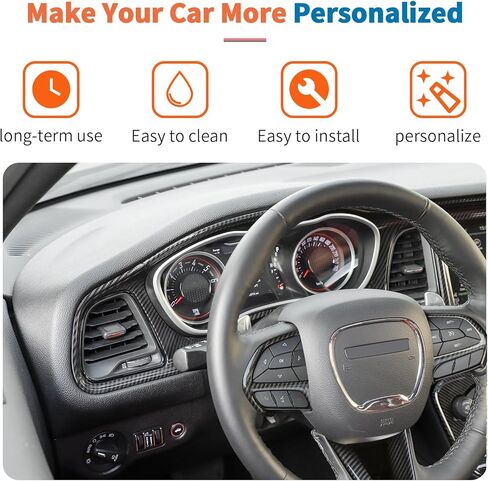 JeCar 13pcs Carbon Fiber Interior Trim Kit Overlay for 2015+ Dodge Challenger Interior Accessories in Kuwait