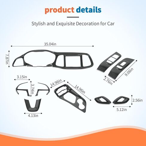 JeCar 13pcs Carbon Fiber Interior Trim Kit Overlay for 2015+ Dodge Challenger Interior Accessories in Kuwait
