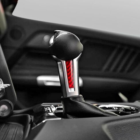BETTERHUMZ متوافق مع Ford Mustang 2024 2025 من ألياف الكربون لوحدة التحكم المركزية والعتاد ناقل الحركة ملصق تزيين ملحقات الضبط الداخلي للسيارة (أحمر) in Kuwait