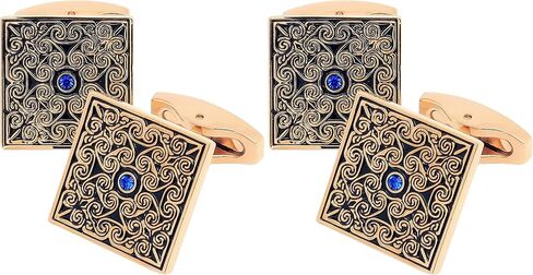 Jonwo Square Enamel Cufflinks for Men Gold Plated Retro Patterns Men's Cuff Link Set for Wedding Shirt Party Business Birthday Anniversary Dress in Saudi Arabia