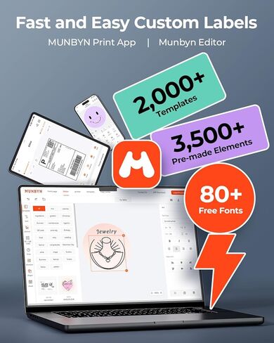 MUNBYN RW403B Bluetooth Thermal Label Printer+4"x6" Direct Thermal Shipping Labels in Saudi Arabia