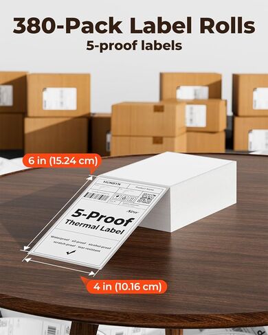 MUNBYN 130B Bluetooth Thermal Label Printer+4"x6" Direct Thermal Labels in Saudi Arabia