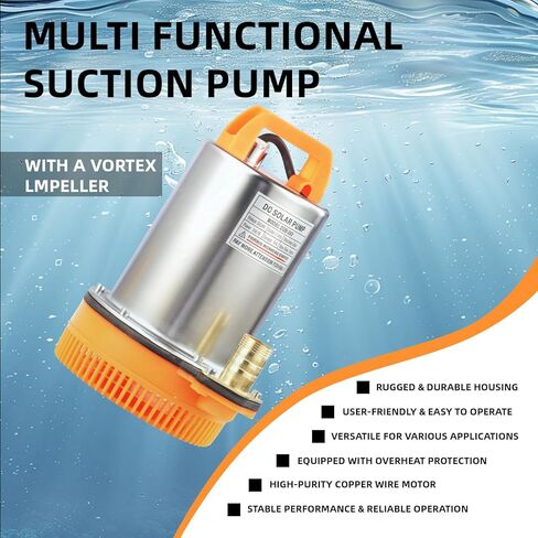 DC 12V Submersible Water Pump Submersible Deep Well Water Pump 1 inch Outlet，Irrigation Water Pump with Upgrade Copper Motor in Saudi Arabia