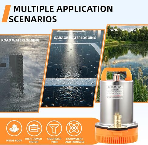 DC 12V Submersible Water Pump Submersible Deep Well Water Pump 1 inch Outlet，Irrigation Water Pump with Upgrade Copper Motor in Saudi Arabia
