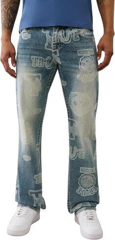 True Religion Men’s AOP Ricky SN Flap Jeans – 34" Inseam, Flap Pockets, Contrast Stitching, Premium Denim in Saudi Arabia