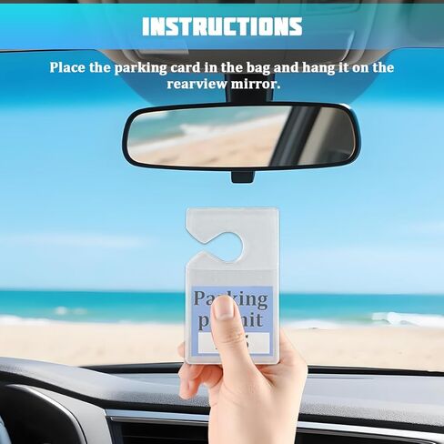 Clear Car Parking Permit Holder, 5PCS Vehicle Vertical Rearview Mirror Parking Hanger with 1PC Card, Automotive Lot Pass Tag Hanging Holder, Universal for SUV, Sedan, Truck in Saudi Arabia