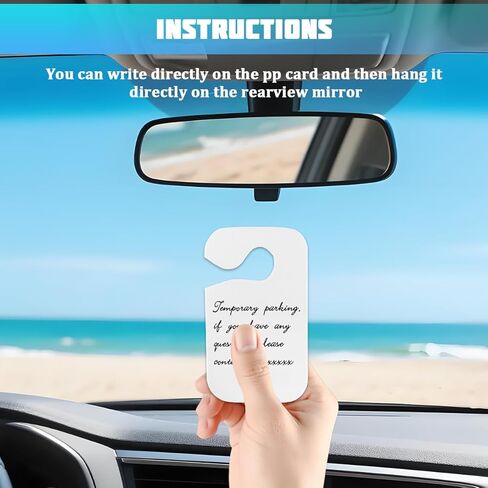 Clear Car Parking Permit Holder, 5PCS Vehicle Vertical Rearview Mirror Parking Hanger with 1PC Card, Automotive Lot Pass Tag Hanging Holder, Universal for SUV, Sedan, Truck in Saudi Arabia