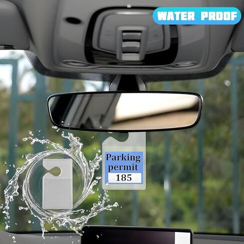 Clear Car Parking Permit Holder, 5PCS Vehicle Vertical Rearview Mirror Parking Hanger with 1PC Card, Automotive Lot Pass Tag Hanging Holder, Universal for SUV, Sedan, Truck in Saudi Arabia