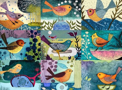 أحجية الصور المقطوعة المكونة من 1000 قطعة من مهرجان The Nine Birds للبالغين من Cross & Glory | مجموعة ملونة من الأعمال الفنية الفردية للطيور | نابضة بالحياة وفريدة من نوعها | هدية رائعة لعشاق الطيور in Kuwait