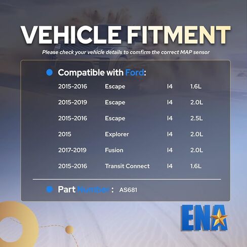 ENA Manifold Absolute Pressure Sensor Compatible with 2015 2016 2017 2018 2019 Ford Escape Explorer Fusion Transit Connect Replacement for AS692 EL8A9F479AA EL8Z9F479A in Saudi Arabia
