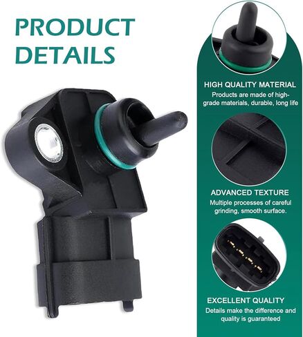 39300-2B100 Intake Manifold Absolute Pressure Sensor, MAP Sensor, 39300-2B000 39300-2B100 39300-03000 9470930501 Accessory, Compatible With Hyundai Cars (Black) in Saudi Arabia