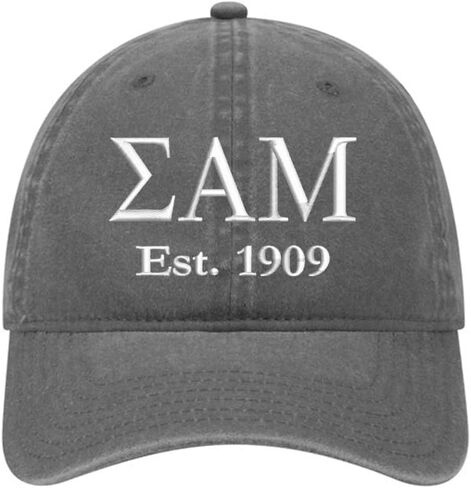 Sigma Alpha Mu Fraternity Baseball Hat - Sammy Embroidered Greek Letter Cap - Beach Washed Cotton Twill in Saudi Arabia