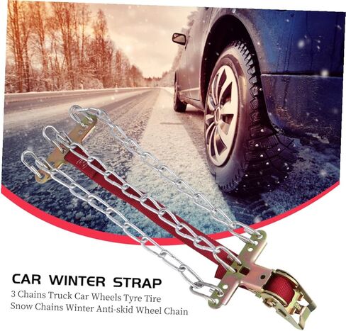 Sosoport Universal Large Suv Snow Chains مجموعة 3 قطع مضادة للانزلاق لحزام الشتاء للسيارة للاستجابة السريعة للجليد والطين (235-265) لون عشوائي in Saudi Arabia