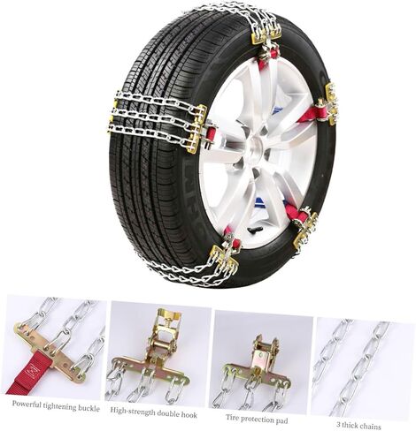 Sosoport Universal Large Suv Snow Chains مجموعة 3 قطع مضادة للانزلاق لحزام الشتاء للسيارة للاستجابة السريعة للجليد والطين (235-265) لون عشوائي in Saudi Arabia
