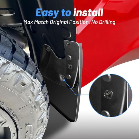 4 قطع من واقيات الطين مناسبة لـ 2022-2026 Toyota Tundra SR5/Limited/Platinum/1794 Edition/TRD Pro/Capstone، واقيات الطين الأمامية والخلفية، تركيب بدون حفر، حماية شديدة التحمل من جميع الأحوال الجوية in Kuwait