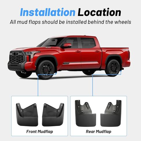 4 قطع من واقيات الطين مناسبة لـ 2022-2026 Toyota Tundra SR5/Limited/Platinum/1794 Edition/TRD Pro/Capstone، واقيات الطين الأمامية والخلفية، تركيب بدون حفر، حماية شديدة التحمل من جميع الأحوال الجوية in Kuwait