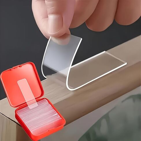 120PCS Heavy Duty Double-Sided Adhesive Tape, Waterproof Removable Strong Hold No Residue Glue for Walls, Posters, Crafts, Packaging – Includes Red Plastic Storage Box in Saudi Arabia