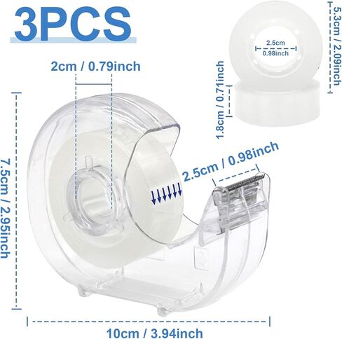 3 Pcs Transparent Tape with Dispenser, 0.7 in x 1000 in Clear Tapes and Refillable Dispensers, Office Tape Rolls with Dispenser Bulk for Craft Jobs, Gift Wrapping, Repairing, Home and School in Saudi Arabia
