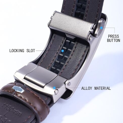 Men's Woven Leather Ratchet Belt, Adjustable Slide Dress Belt with Automatic Buckle, Trim to Fit, Packed in Gift Box in Saudi Arabia